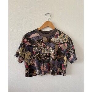 Nike Women's Size M T Shirt Sportswear Femme Multicolor Floral Print Crop